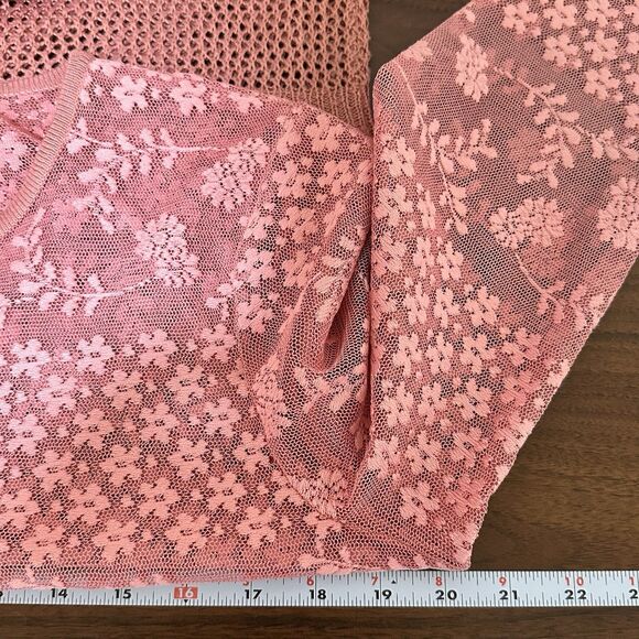 Charlie Paige Womens Open Knit Beach Size S Pink Travel Fairy Festival Coverup - Picture 9 of 10